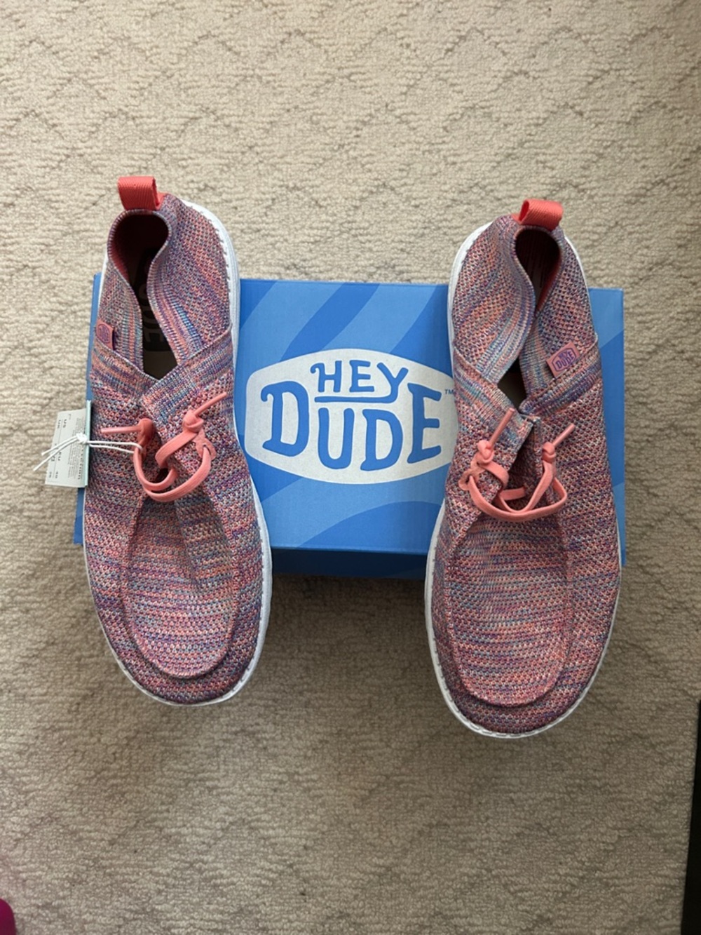 Hey Dude Slip-On Knit Shoes in Coral Pink Multi